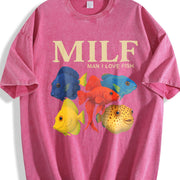Fish: Man I Love Fish Vintage Washed T-Shirt in Red