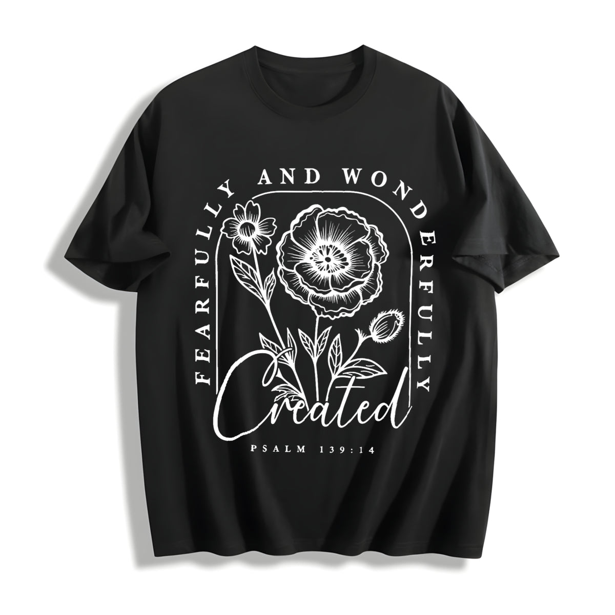 Religious Fearfully and Wonderfully Made Cotton T-Shirt in Black