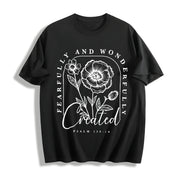 Religious Fearfully and Wonderfully Made Cotton T-Shirt in Black