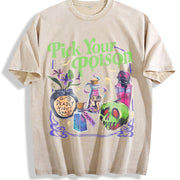 Pick Your Poison Halloween Potions vintage washed oversized T-shirt in Beige