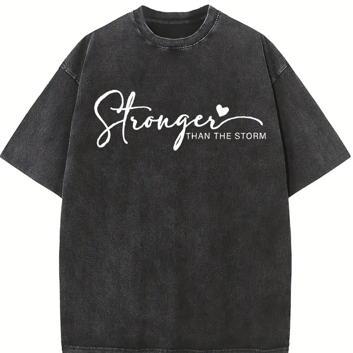 Encouragement Motivational Stronger Than the Storm Vintage Washed T-Shirt in Black