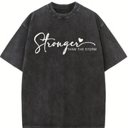 Encouragement Motivational Stronger Than the Storm Vintage Washed T-Shirt in Black