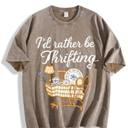 I'd Rather Be Thrifting vintage washed oversized T-shirt in Brown