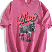 Bad Ass Donkey Retro 90s Vintage Washed T-Shirt in Red