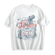 Jurassic Park Logo Dinosaur T-rex Cotton T-Shirt in White
