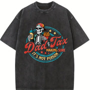 Father's Day Skull Fries Vintage Washed T-Shirt in Black