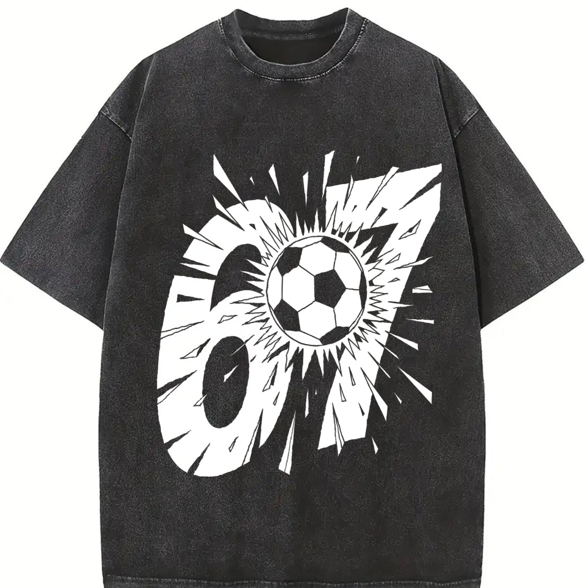 Soccer Ball Explosion Vintage Washed T-Shirt in Black