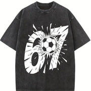 Soccer Ball Explosion Vintage Washed T-Shirt in Black