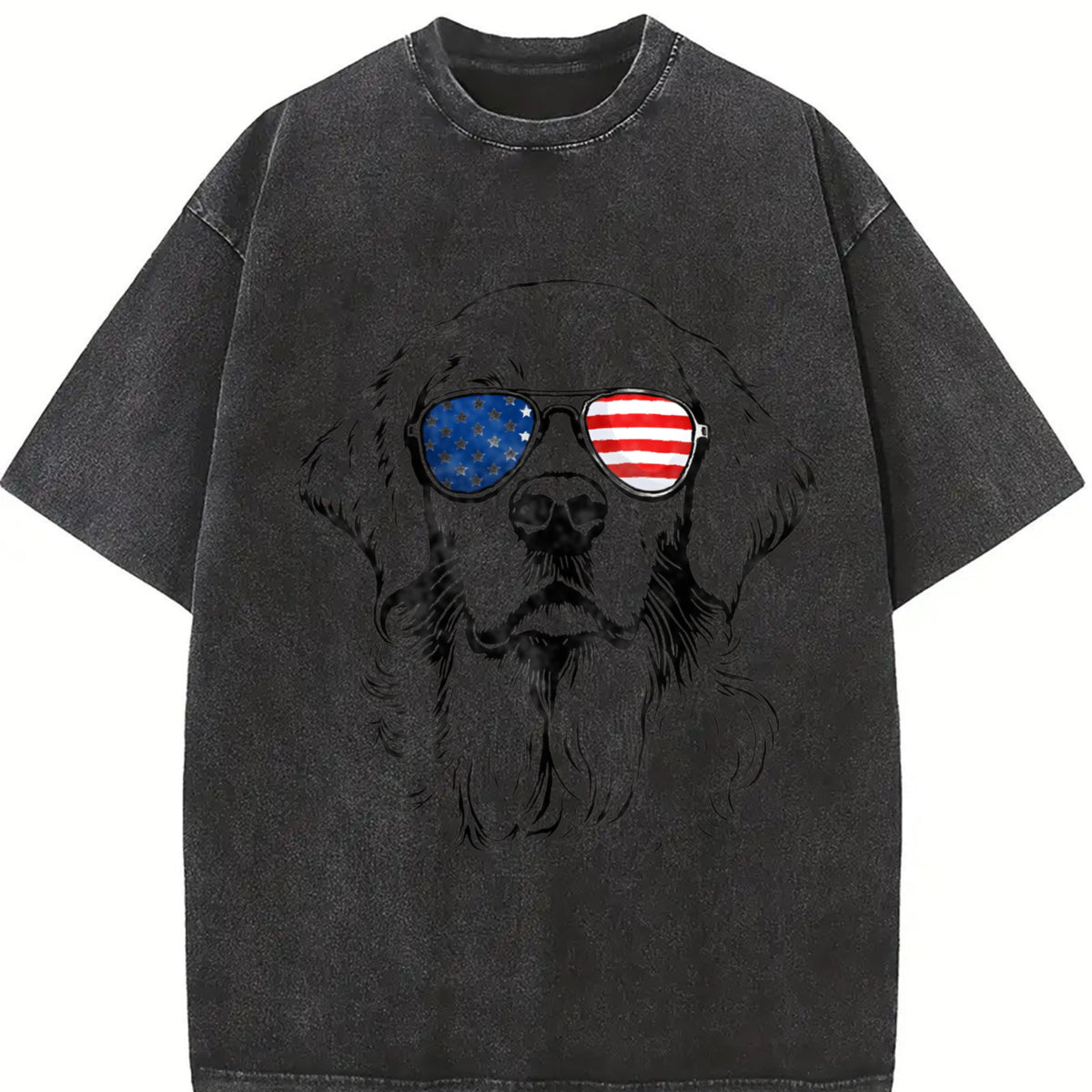 Patriotic Dog Mom Vintage Washed T-Shirt in Black