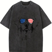 Patriotic Dog Mom Vintage Washed T-Shirt in Black