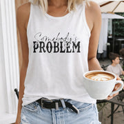 Somebody's Problem Women's Color Cotton Tank Top in White