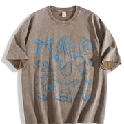 Seashell Coquette Beach Vintage Washed T-Shirt in Brown