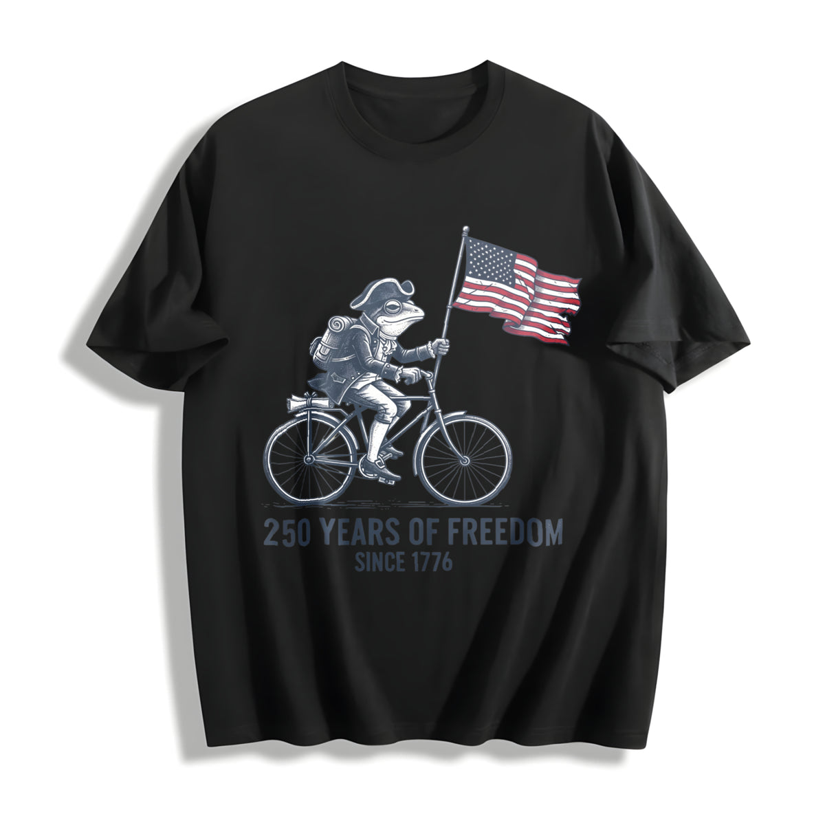 America 250 Years Patriotic Cotton T-Shirt in Black