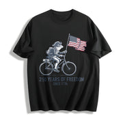 America 250 Years Patriotic Cotton T-Shirt in Black