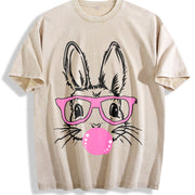 Leisure Y2K Retro and Retro Fashionable Retro Appearance Vintage Washed T-Shirt in Beige