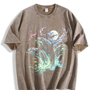 Dolphin Midnight 90s Vintage Washed T-Shirt in Brown