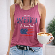 America THE Beautiful Women's Color Cotton Tank Top in Red