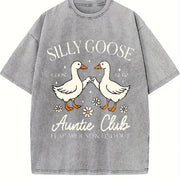 Auntie Aunt Silly Goose Mother’s Day Silly Goose Auntie vintage washed oversized T-shirt in Gray