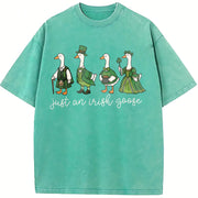 St. Patrick's Day Irish Goose vintage washed oversized T-shirt in Blue