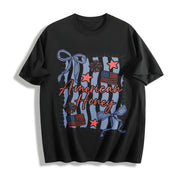 American Honey Coquette 4th of July Cotton T-Shirt in Black