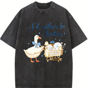 I'd Rather Be Thrifting Retro Cart vintage washed oversized T-shirt in Black
