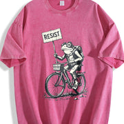Resist Traveler Frog Vintage Washed T-Shirt in Red