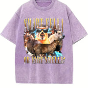 Smart Fella or Fart Smella 90s Vintage Washed T-Shirt in Purple