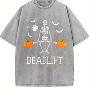 Halloween 1 Pcs Heavy Vintage Washed T-Shirt in Gray