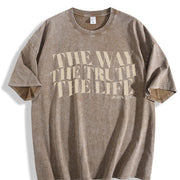The Way the Truth the Life Christian vintage washed oversized T-shirt in Brown
