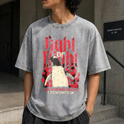 Fight or Flight Penguin Vintage Washed T-Shirt in Gray