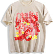 Crawfish Boil Vintage Washed T-Shirt in Beige