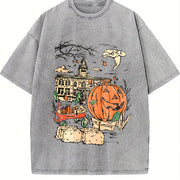Halloweentown Est 1998 Back and Front Vintage Washed T-Shirt in Gray