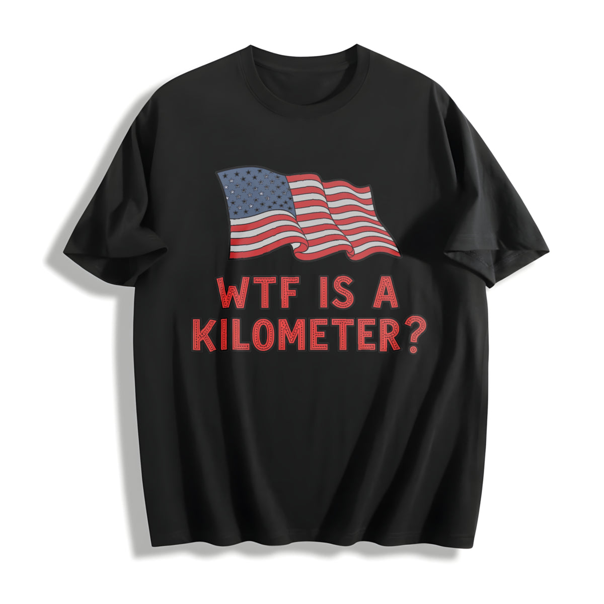Embroidered WTF Is a Kilometer Y2K Baby Cotton T-Shirt in Black
