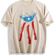 Puerto Rico Flag Deer Vintage Washed T-Shirt in Beige
