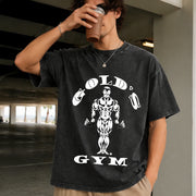 1990s Gym Authentic Retro for 90s & Athleisure Vintage Washed T-Shirt in Black