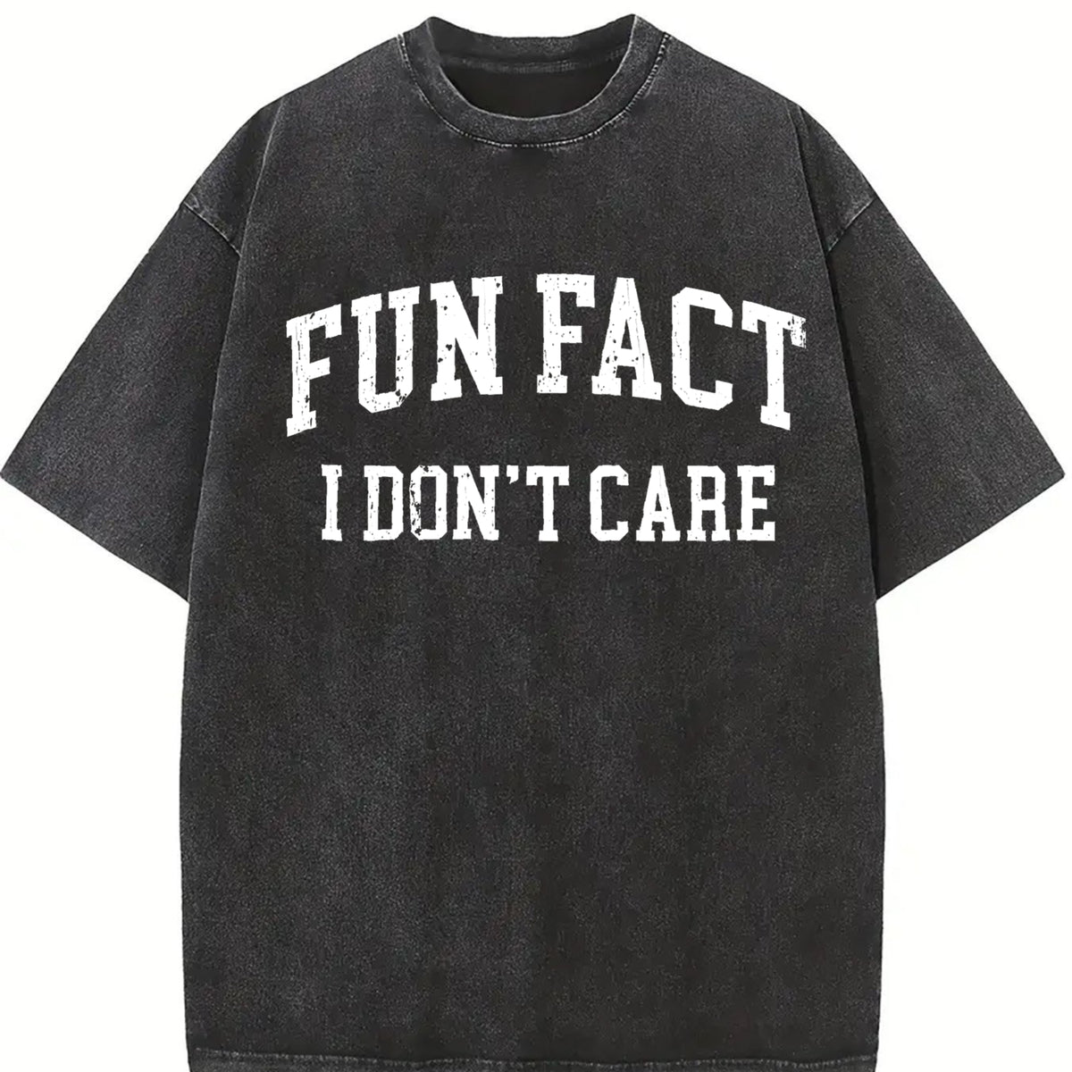 Fun Fact I Don't Care College vintage washed oversized T-shirt in Black