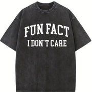 Fun Fact I Don't Care College vintage washed oversized T-shirt in Black