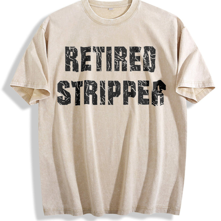 Hilarious For Strippers With Bold Designs vintage washed oversized T-shirt in Beige