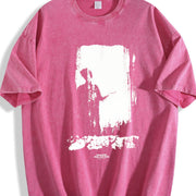 Olive Green Loose Ideal Vintage Washed T-Shirt in Red