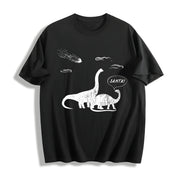 Santa Dinosaurs Xmas Dino Meteor Extinction Joke for Guys Cotton T-Shirt in Black