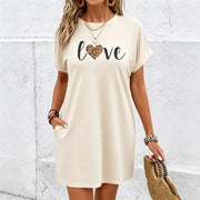 Polyester Fiber Leopard Heart Cotton T-Shirt in White