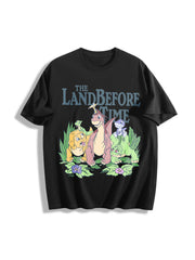 The Land Before Time Pastel Dinosaur Friends Cotton T-Shirt in Black
