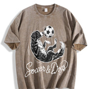 Soccer and Dogs Vintage Washed T-Shirt in Brown