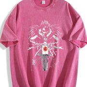 Ryuk & Light Yagami (Kira) – Death Note Anime vintage washed oversized T-shirt in Red