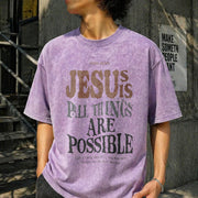Jesus All Things Are Possible Vintage Washed T-Shirt in Purple