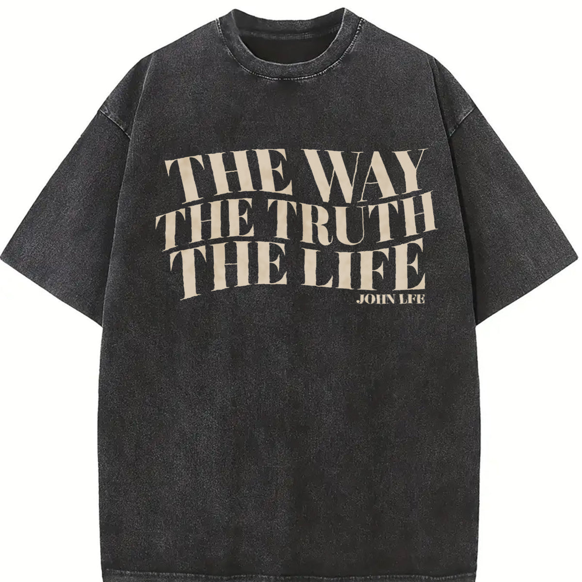The Way the Truth the Life Christian vintage washed oversized T-shirt in Black