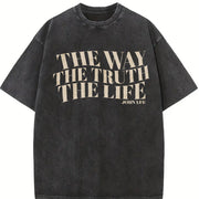 The Way the Truth the Life Christian vintage washed oversized T-shirt in Black