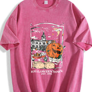 With a Patterned Vintage Washed T-Shirt in Red