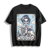 French Bulldog ® Frenchie Dog Mom Tarot Card Cotton T-Shirt in Black