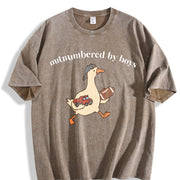 Outnumbered by Boys Vintage Washed T-Shirt in Brown